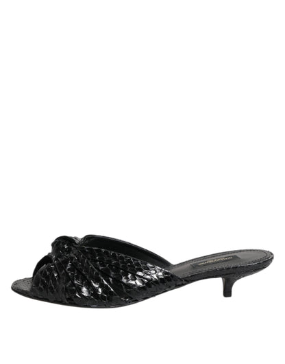Dolce & Gabbana Zapatos Sandalias de Tacón de Cuero Negro