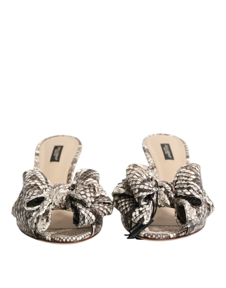 Chaussures Mules Peep Toe en Cuir avec Nœud Multicolore Keira Dolce & Gabbana