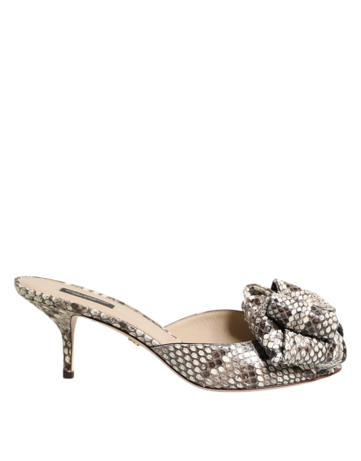 Chaussures Mules Peep Toe en Cuir avec Nœud Multicolore Keira Dolce & Gabbana