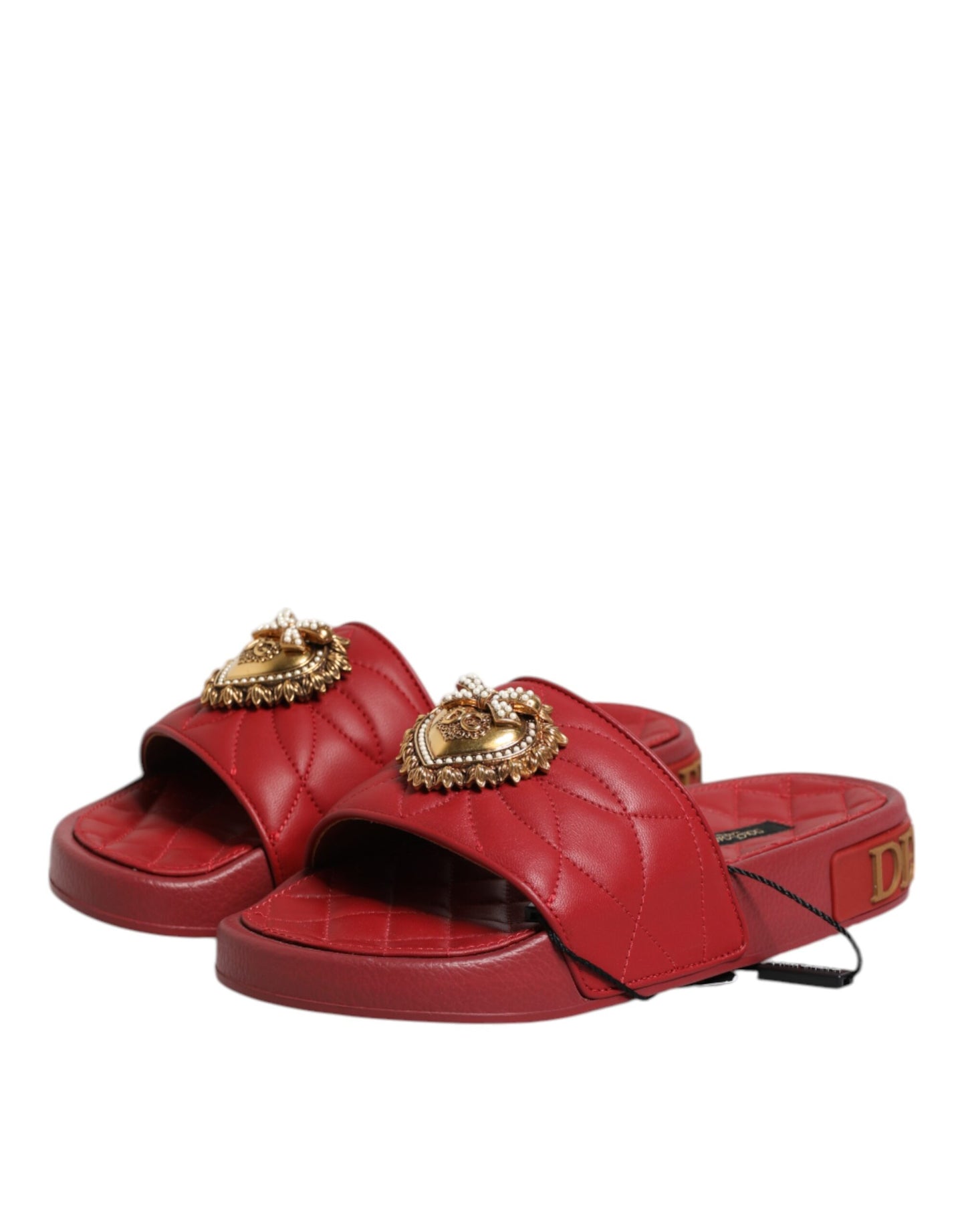 Zapatos destalonados Dolce & Gabbana Devotion en piel matelassé roja