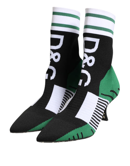Dolce & Gabbana Green Stretch Sock Style Ankle Boots Shoes