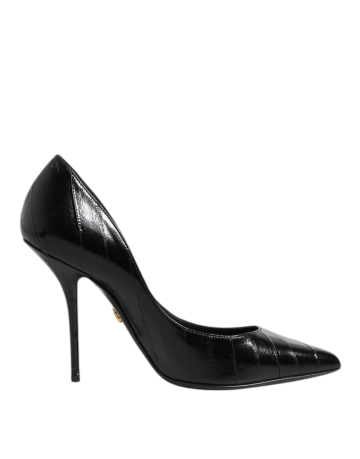 Chaussures à talons hauts à talons aiguilles en cuir noir Dolce & Gabbana