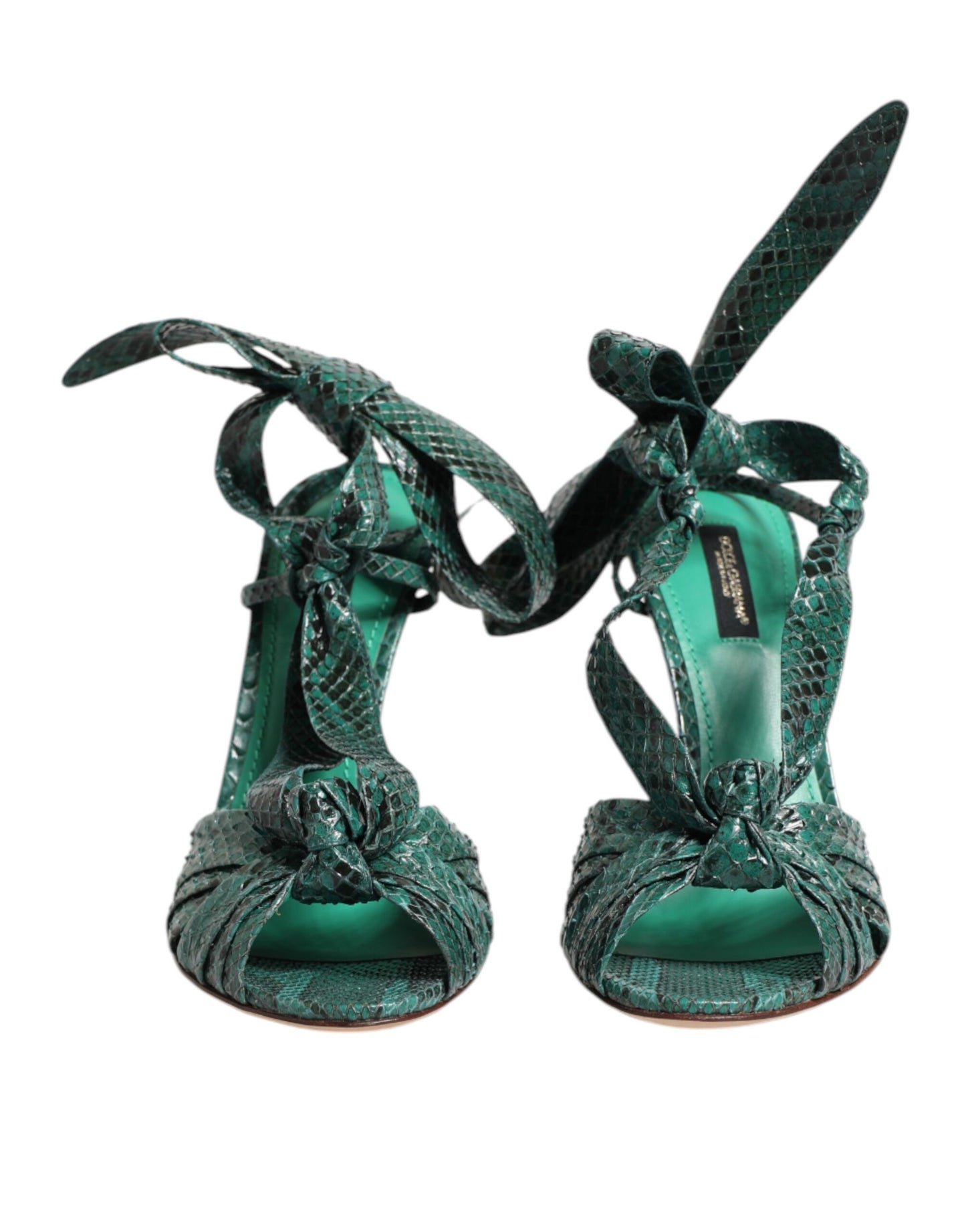 Zapatos de tacón sandalias de piel de pitón verde de Dolce & Gabbana