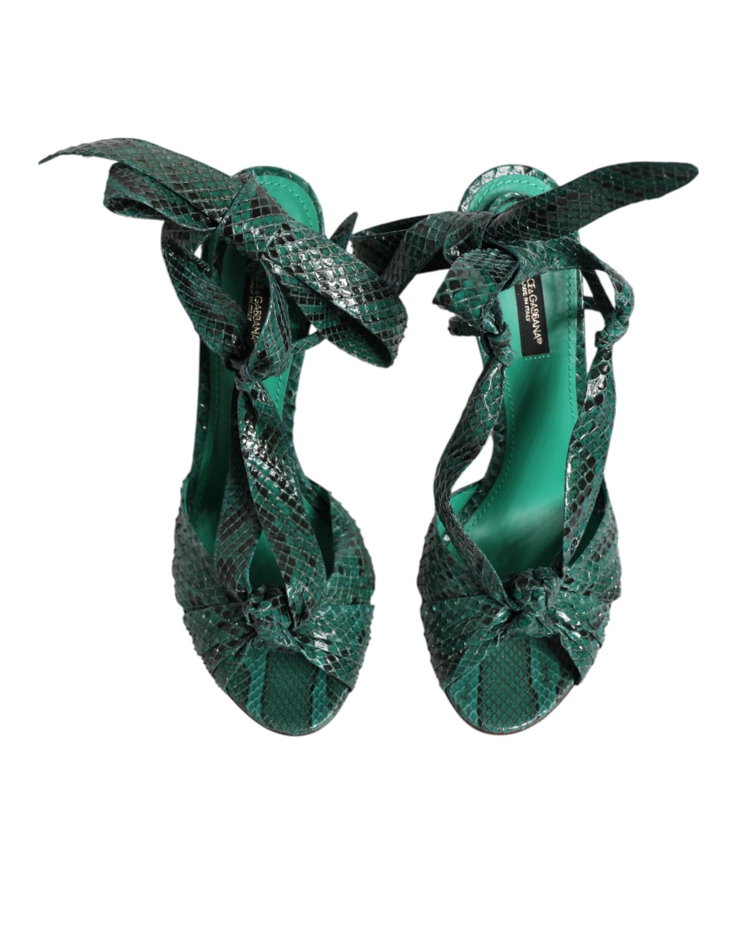 Zapatos de tacón sandalias de piel de pitón verde de Dolce & Gabbana