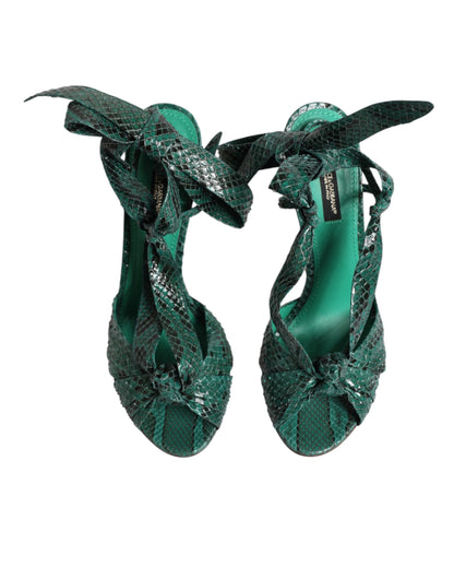 Zapatos de tacón sandalias de piel de pitón verde de Dolce & Gabbana