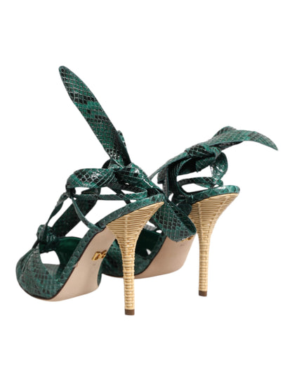 Zapatos de tacón sandalias de piel de pitón verde de Dolce & Gabbana