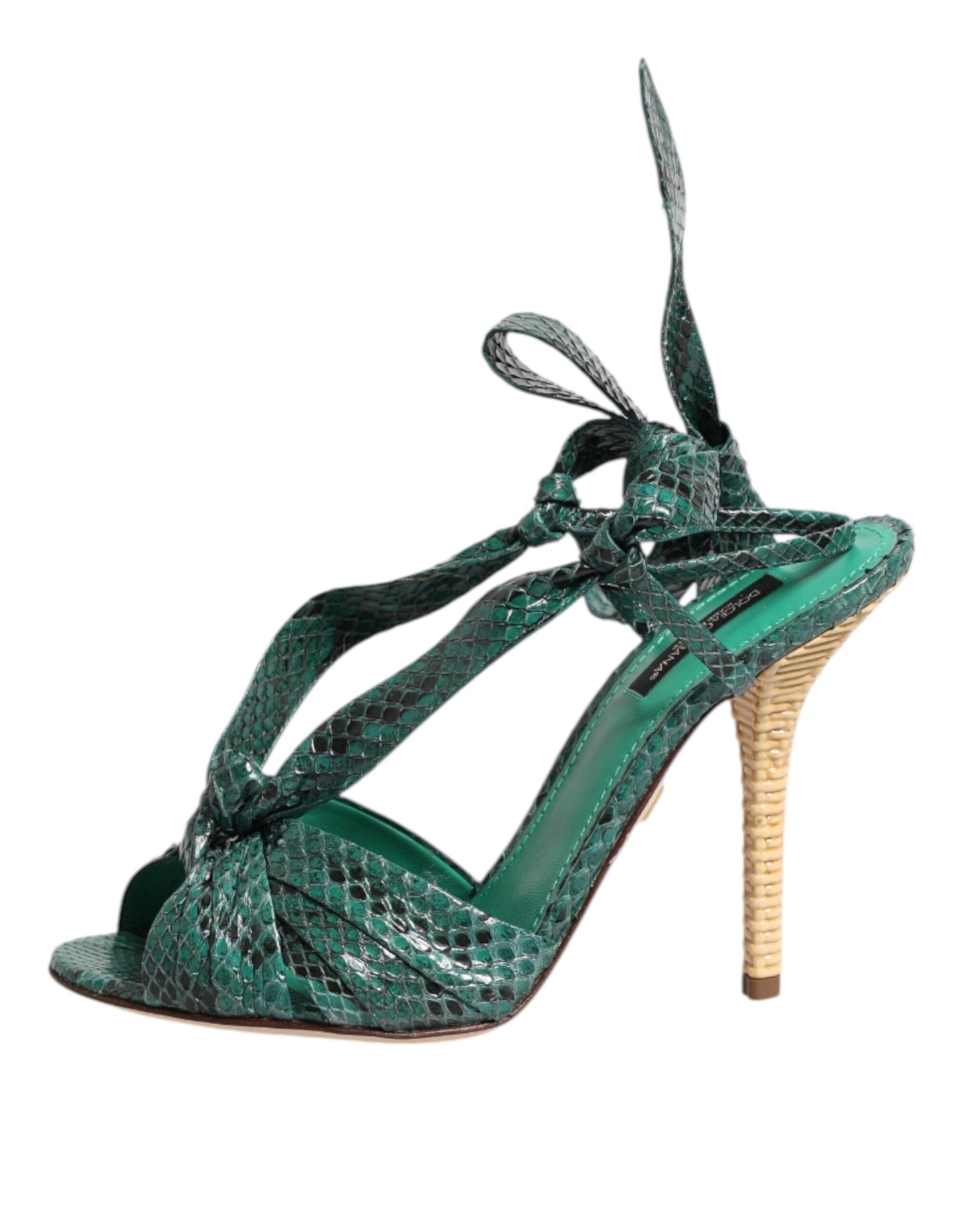 Zapatos de tacón sandalias de piel de pitón verde de Dolce & Gabbana