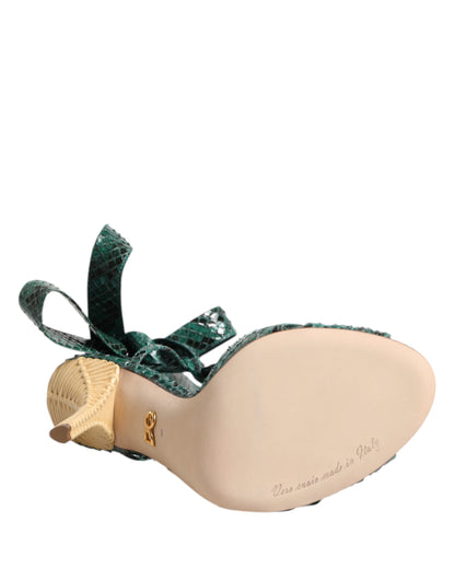 Zapatos de tacón sandalias de piel de pitón verde de Dolce & Gabbana