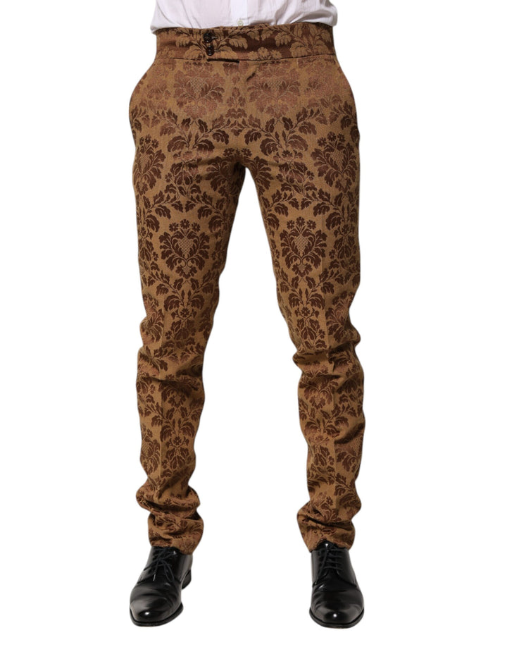 Pantalon skinny homme Dolce & Gabbana en jacquard floral marron