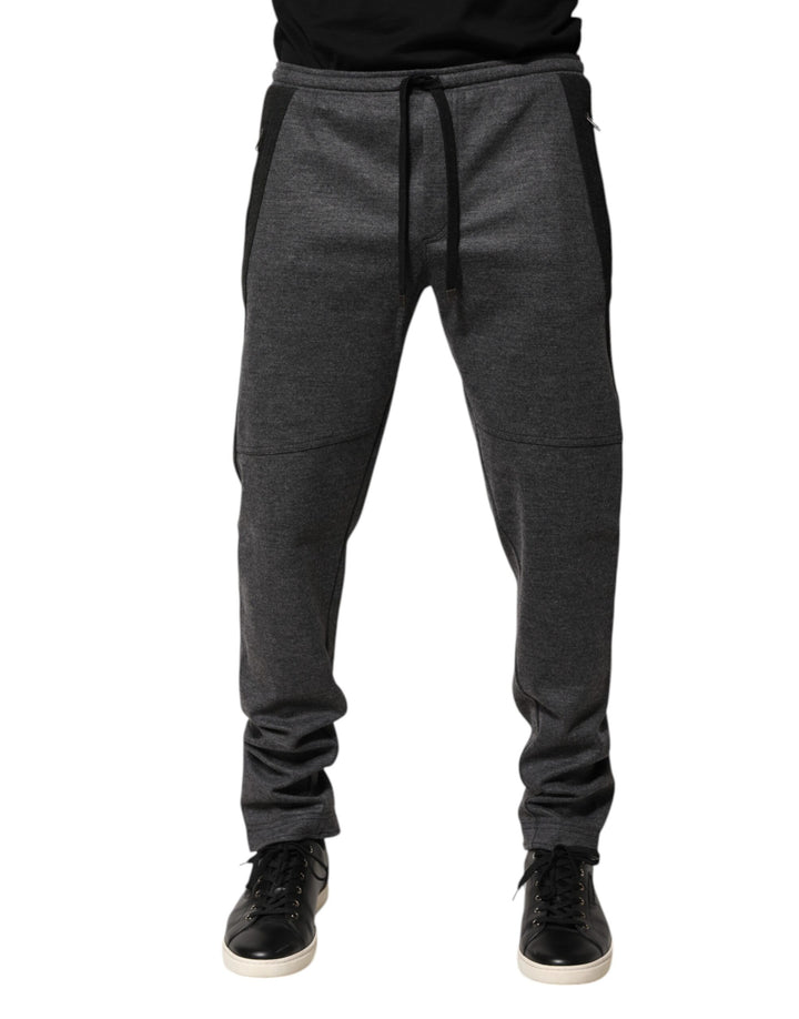 Pantalon de jogging en mélange de laine gris et noir Dolce & Gabbana
