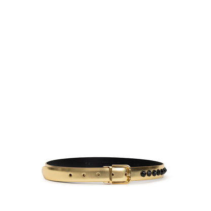 Cinturón regular de cuero dorado de Dolce & Gabbana