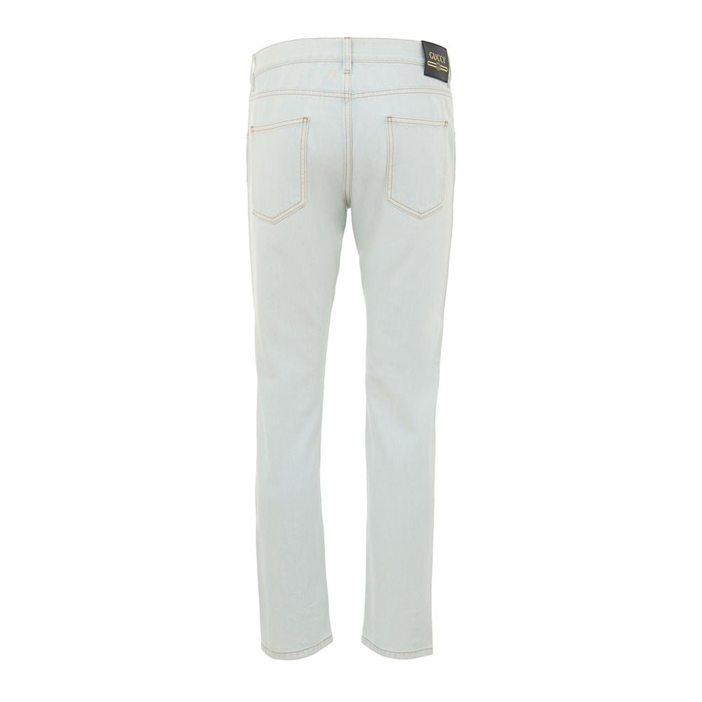 Jeans rectos de algodón azul de Gucci