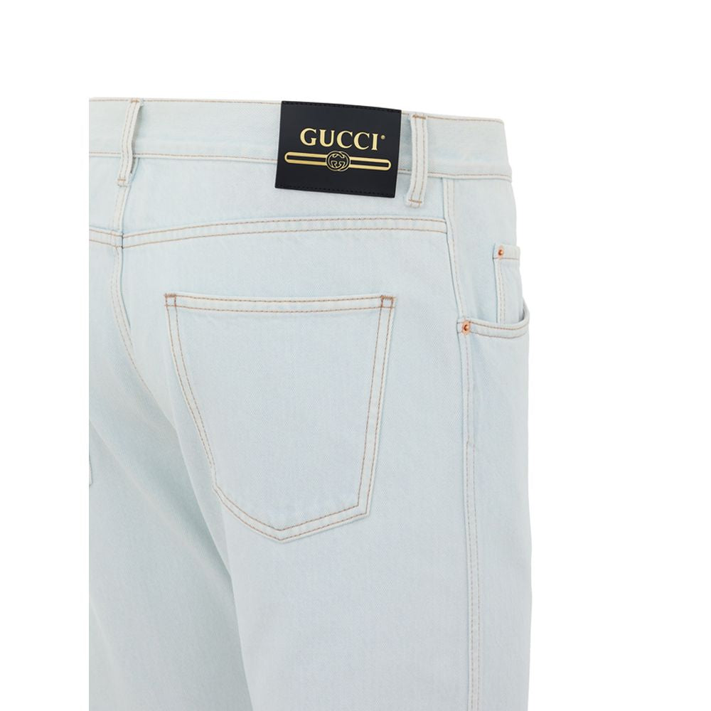 Jeans rectos de algodón azul de Gucci