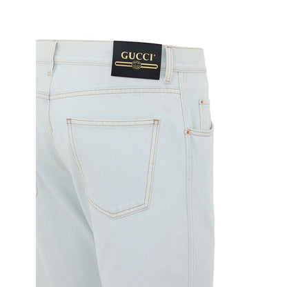 Jeans rectos de algodón azul de Gucci