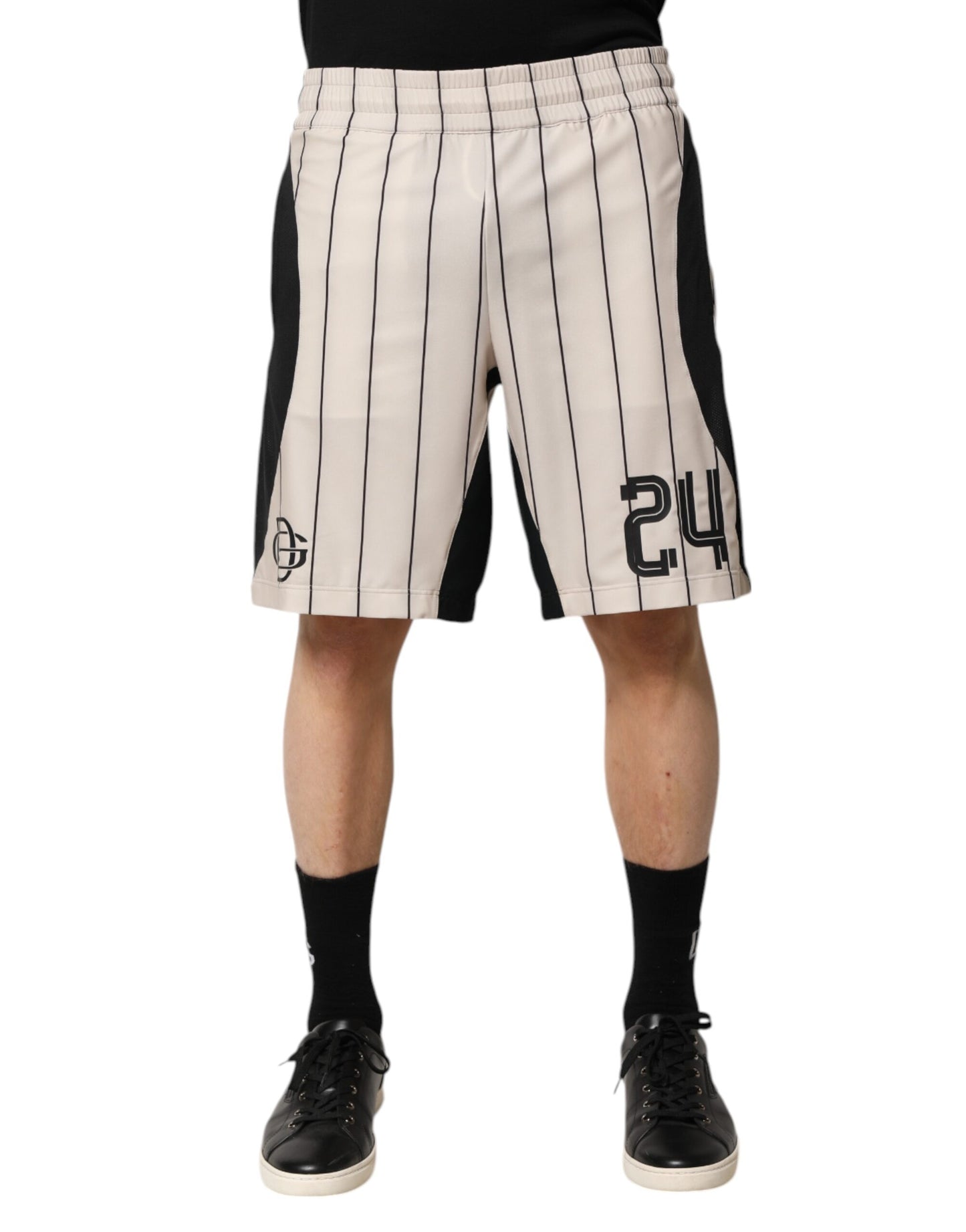 Dolce & Gabbana Off White Polyester DG Logo Sweatshorts Shorts