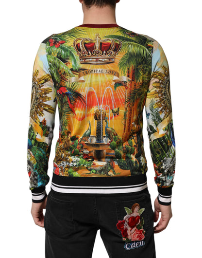 Suéter de seda Dolce & Gabbana Tropical Heart Crown