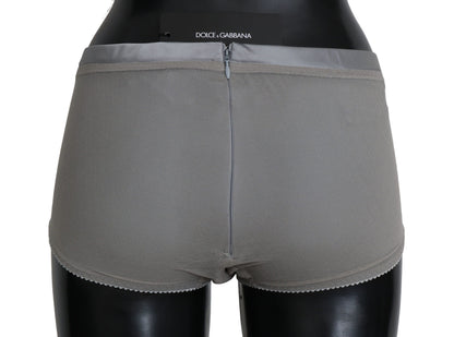 Bas de sous-vêtements Dolce & Gabbana argentés en soie avec filet