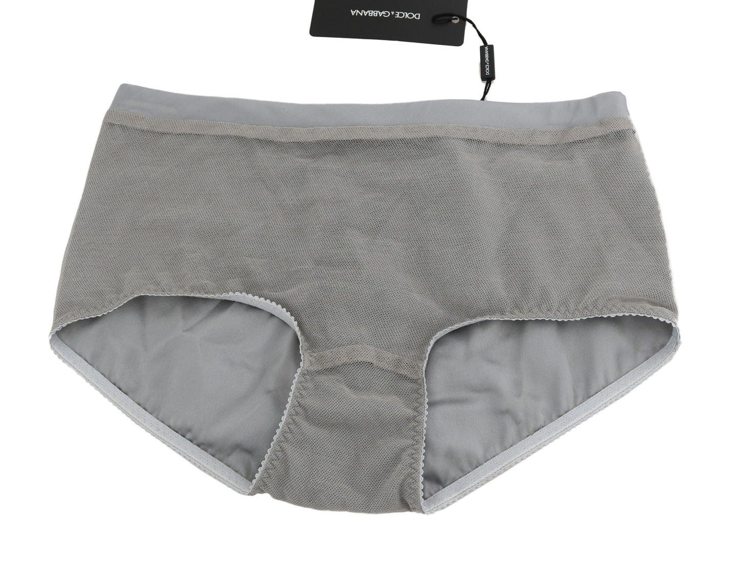Bas de sous-vêtements Dolce & Gabbana argentés en soie avec filet