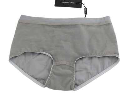 Bas de sous-vêtements Dolce & Gabbana argentés en soie avec filet