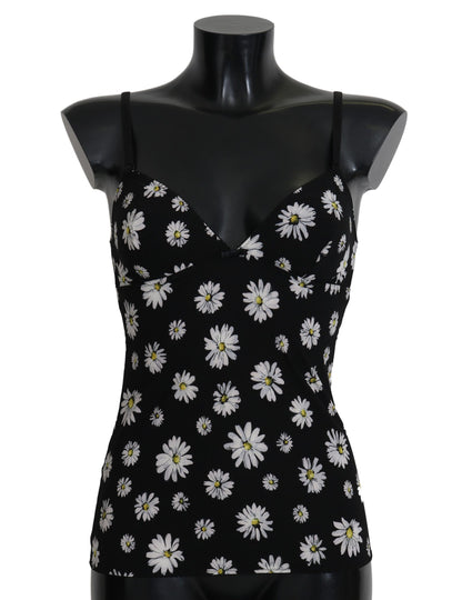 Chemisier Dolce & Gabbana en dentelle noire à imprimé marguerites