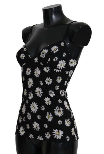 Chemisier Dolce & Gabbana en dentelle noire à imprimé marguerites