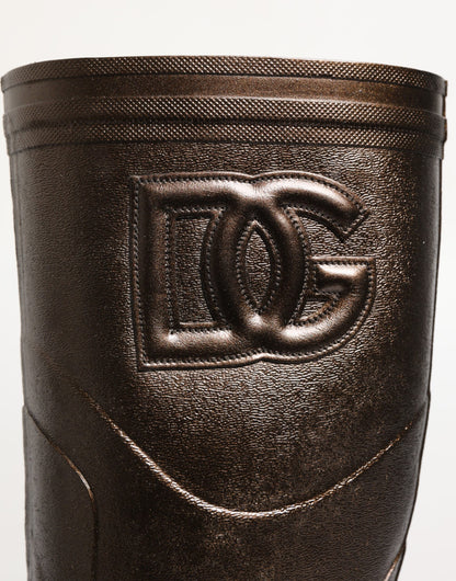 Bottes de pluie Dolce & Gabbana en bronze métallique à enfiler