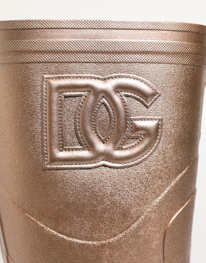 Dolce & Gabbana Botas de lluvia sin cordones de goma en oro rosa