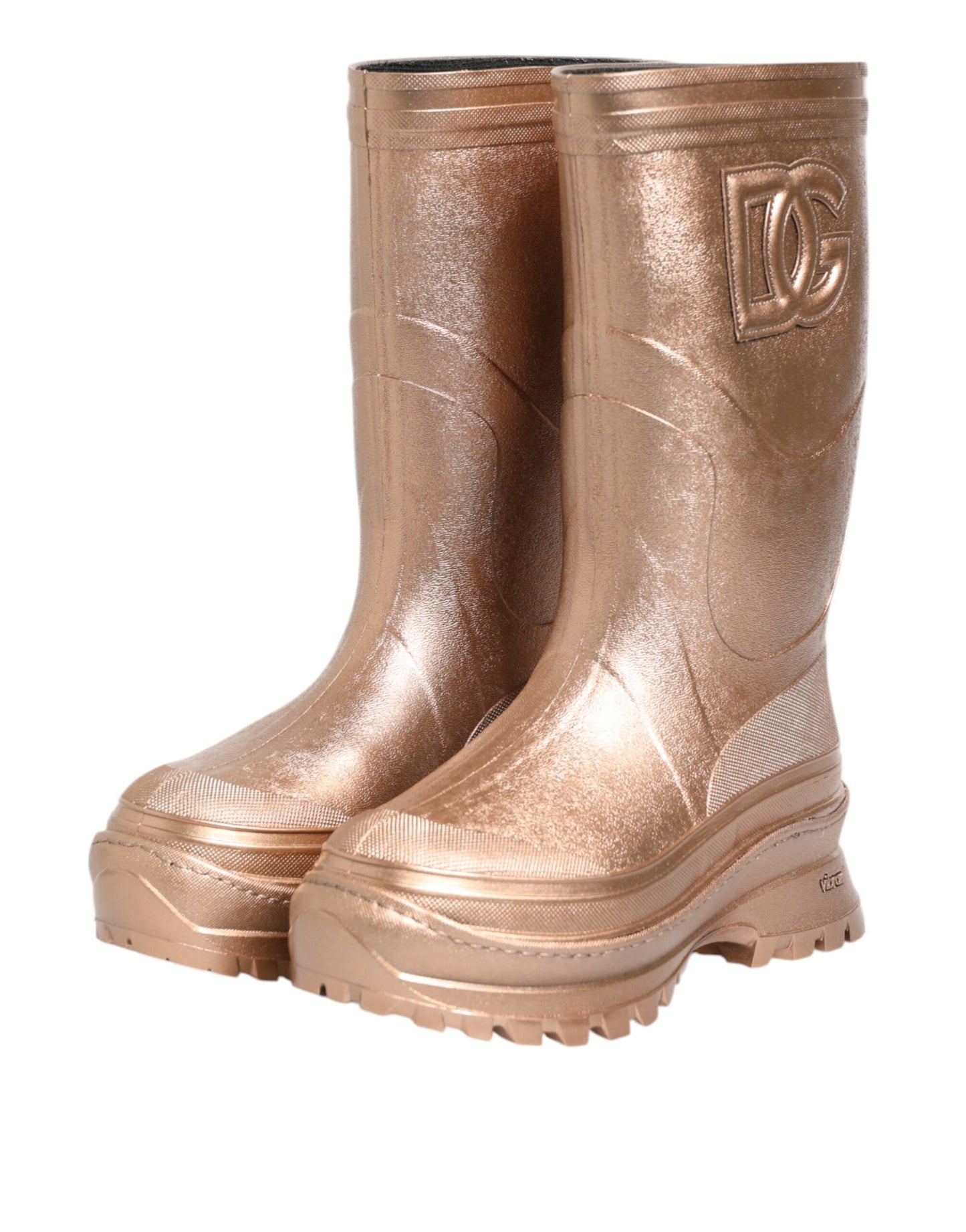 Dolce & Gabbana Botas de lluvia sin cordones de goma en oro rosa