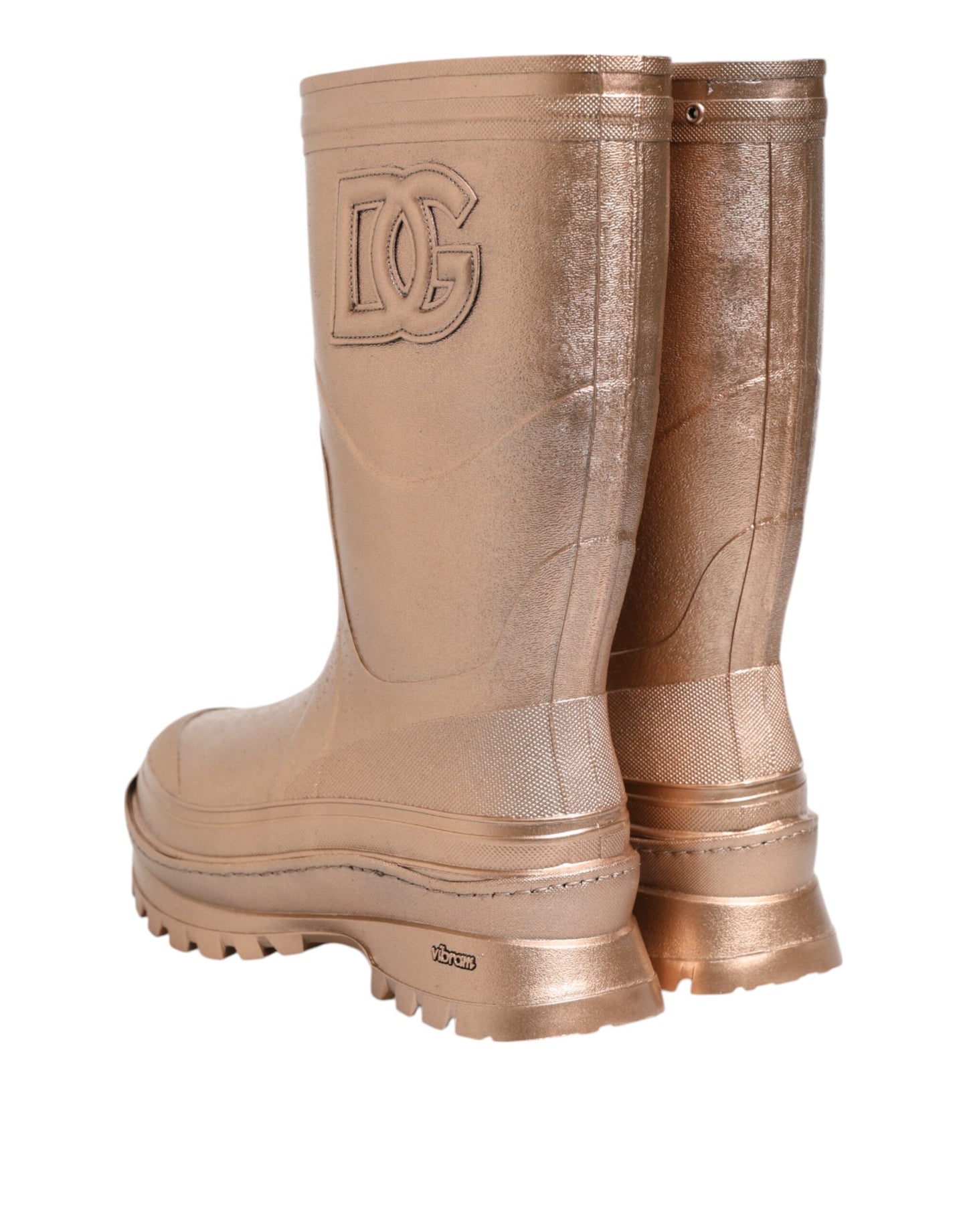 Dolce & Gabbana Botas de lluvia sin cordones de goma en oro rosa