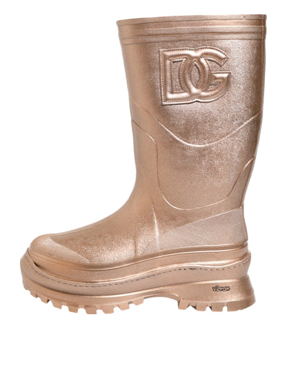 Dolce & Gabbana Botas de lluvia sin cordones de goma en oro rosa