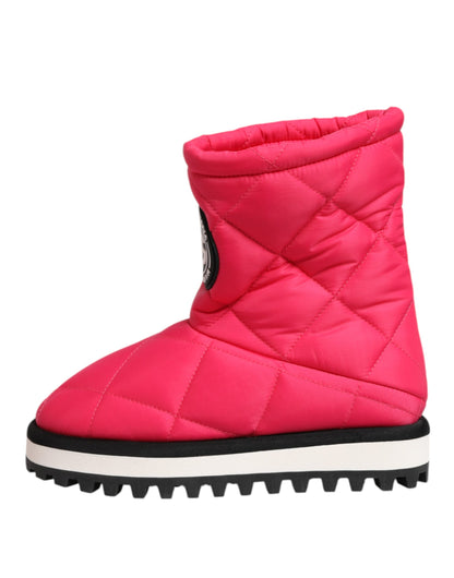 Dolce & Gabbana Pink White Viscose Padded Mid Calf Boots Shoes