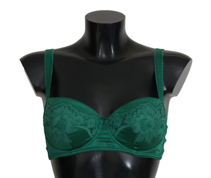 Soutien-gorge en dentelle florale extensible en soie verte Dolce & Gabbana