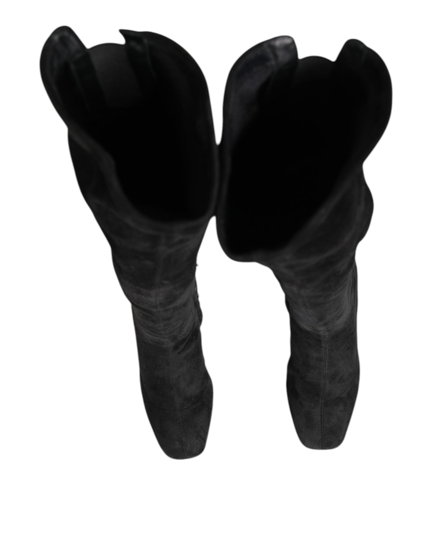 Bottes hautes en daim et cuir noir Dolce & Gabbana