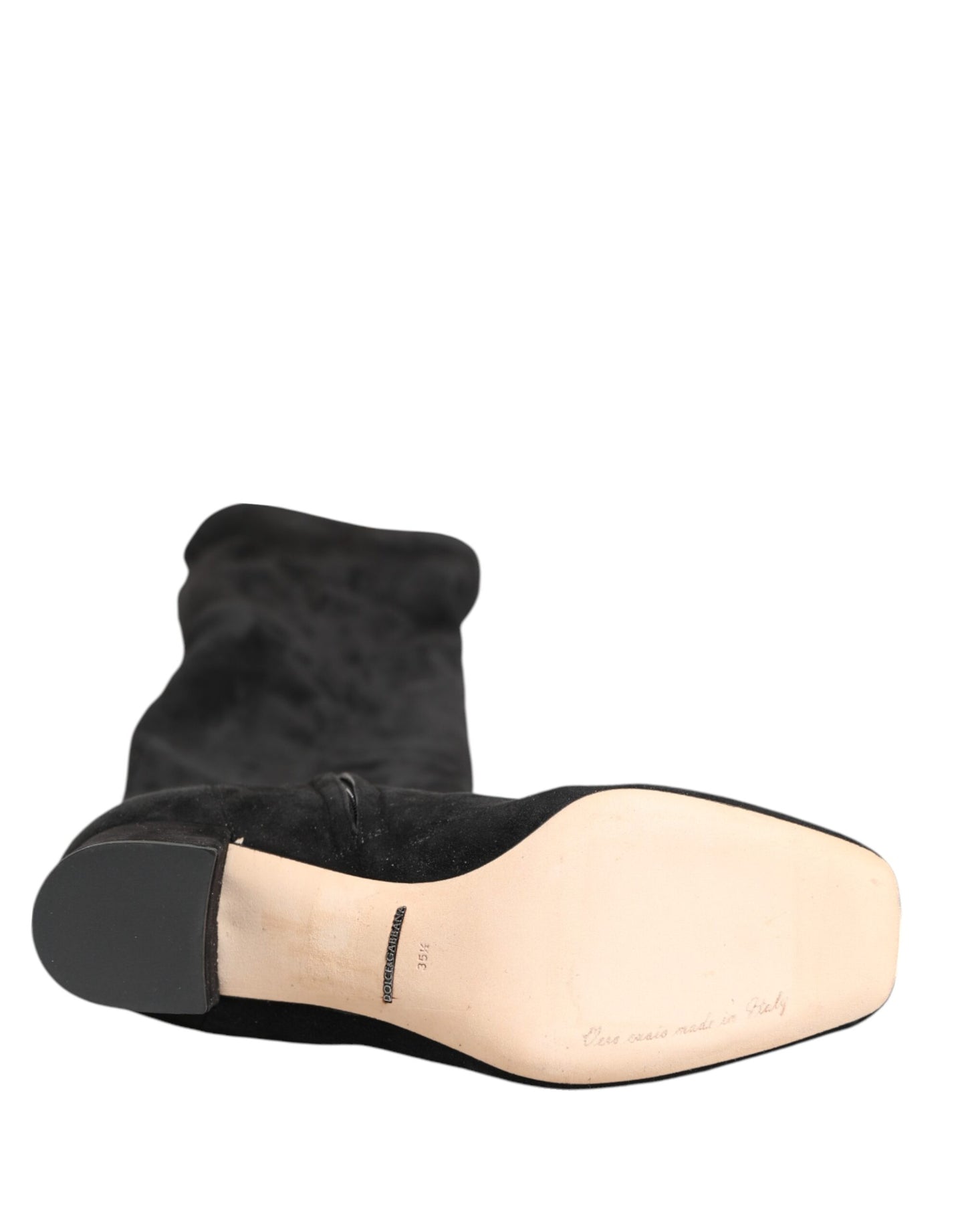 Bottes hautes en daim et cuir noir Dolce & Gabbana