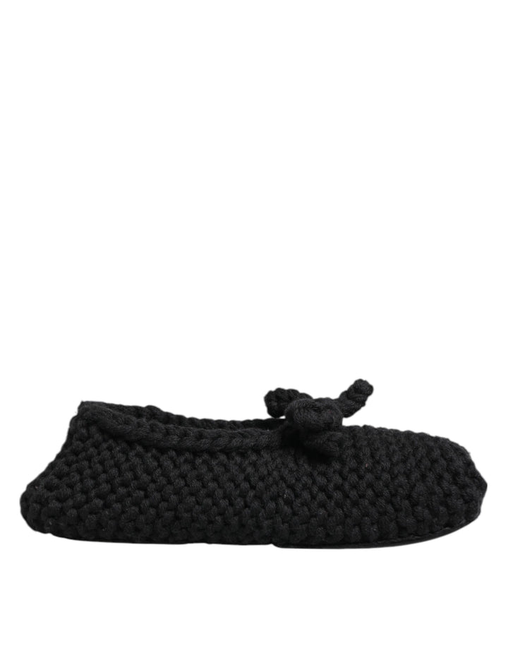 Zapatos Planos Bailarinas sin Cordones de Punto de Lana Negros Dolce & Gabbana