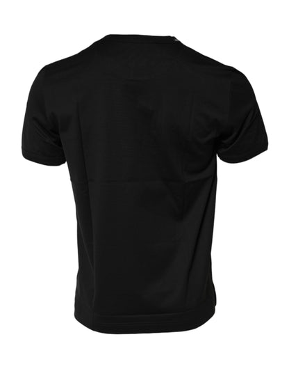 Dolce & Gabbana Black Cotton Logo Print Crew Neck T-shirt