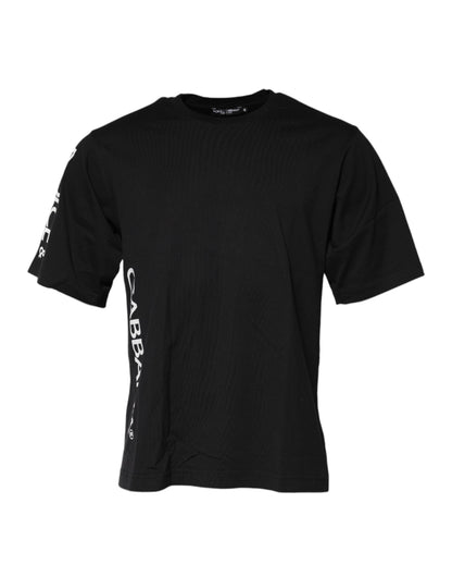 Dolce & Gabbana Black Logo Print Cotton Men Crew Neck T-shirt