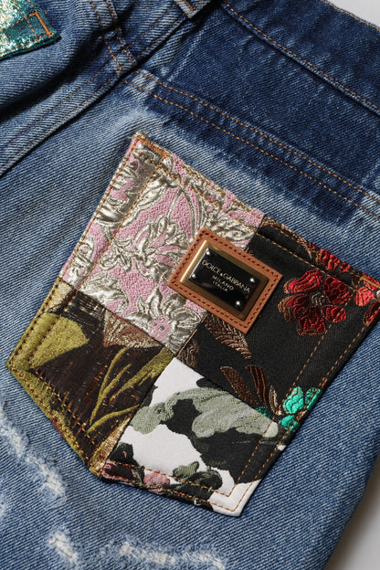 Dolce & Gabbana Blue AMBER Tattered High Waist Denim Jeans