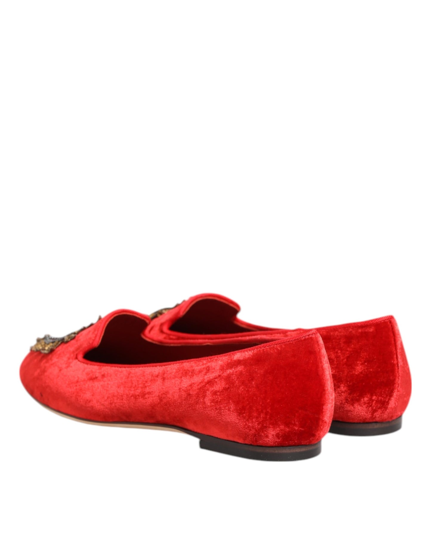 Chaussures plates loafers Dolce & Gabbana DG Cœur en velours rouge