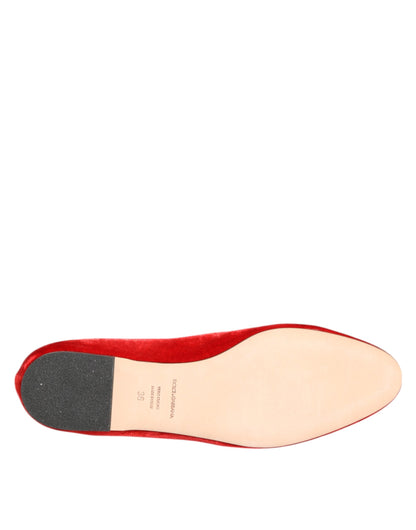 Chaussures plates loafers Dolce & Gabbana DG Cœur en velours rouge
