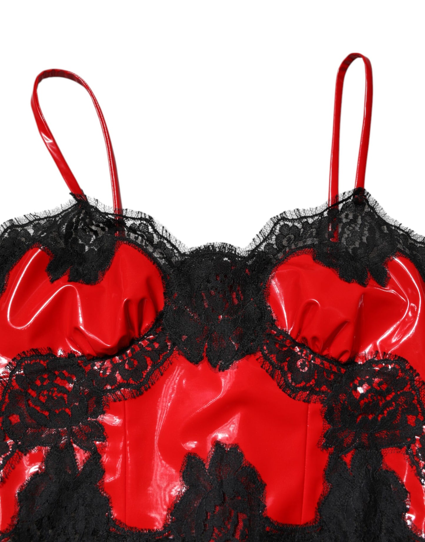 Débardeur sans manches en polyester rouge et noir à liseré en dentelle Dolce & Gabbana