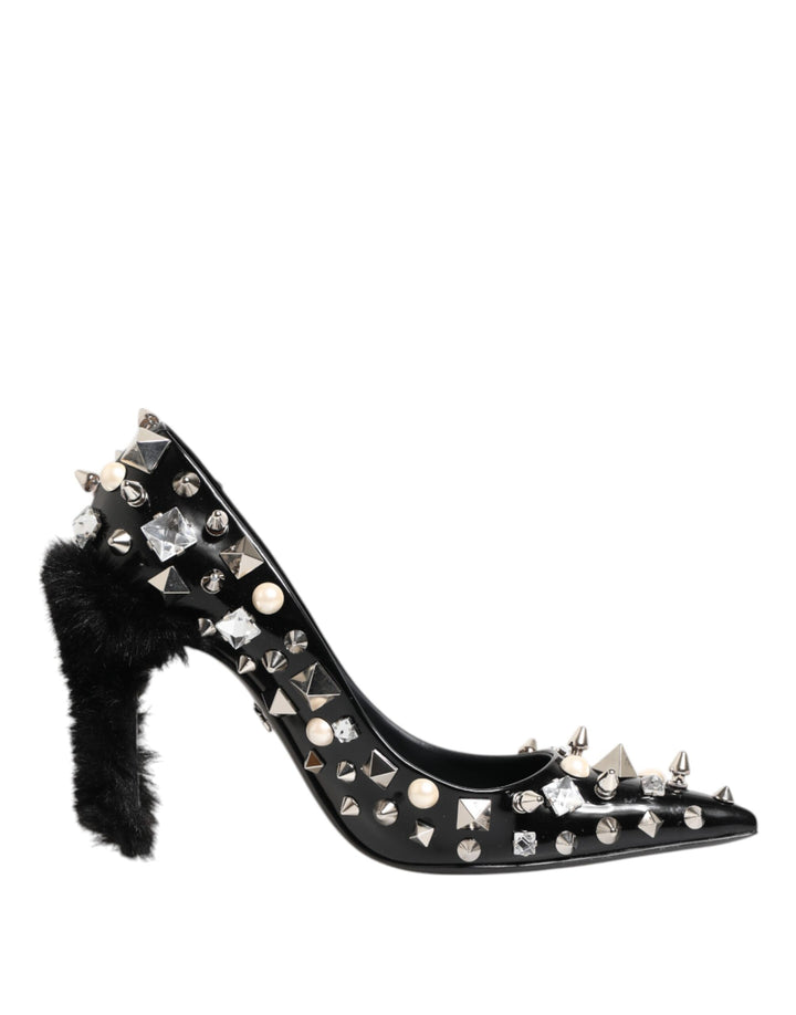 Zapatos de tacón de aguja Dolce & Gabbana con remaches de cristal negros