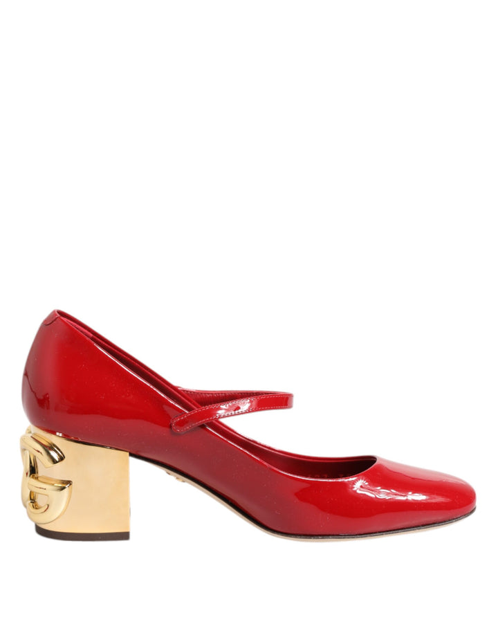 Zapatos Sandalias de Tacón Dolce & Gabbana de Cuero Rojo con Logo DG
