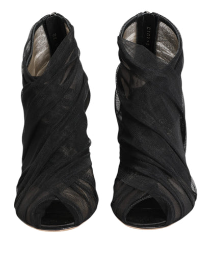 Botines Dolce & Gabbana negros de tacón de aguja de malla