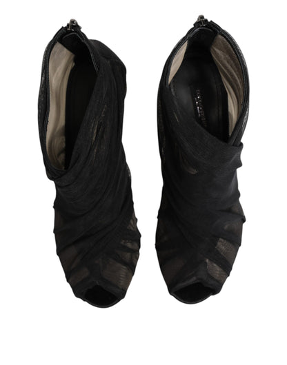 Botines Dolce & Gabbana negros de tacón de aguja de malla