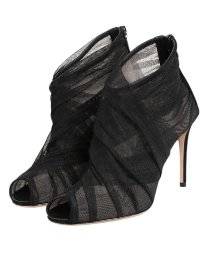 Botines Dolce & Gabbana negros de tacón de aguja de malla