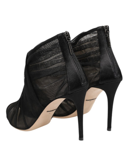 Botines Dolce & Gabbana negros de tacón de aguja de malla