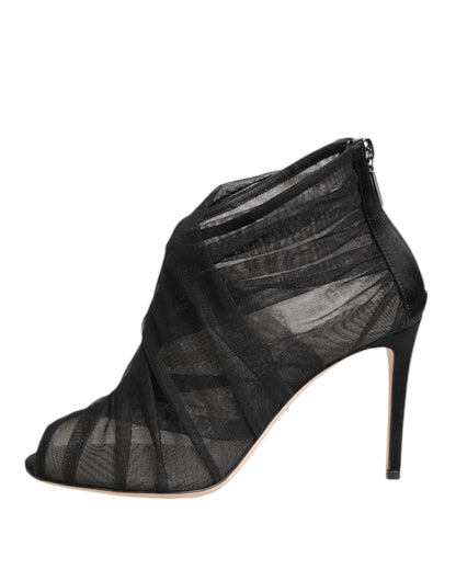 Botines Dolce & Gabbana negros de tacón de aguja de malla
