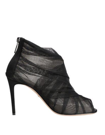 Botines Dolce & Gabbana negros de tacón de aguja de malla