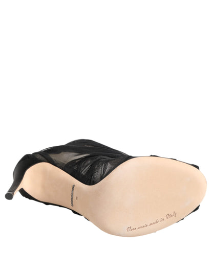 Botines Dolce & Gabbana negros de tacón de aguja de malla